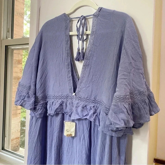 NWT Free People Paradiso Maxi Dress Boho Tiered Summer Purple Violet Small - Picture 10 of 17